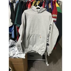 Size M- Carhartt Hoodie Mens Loose Fit Grey Sweatshirt Pullover